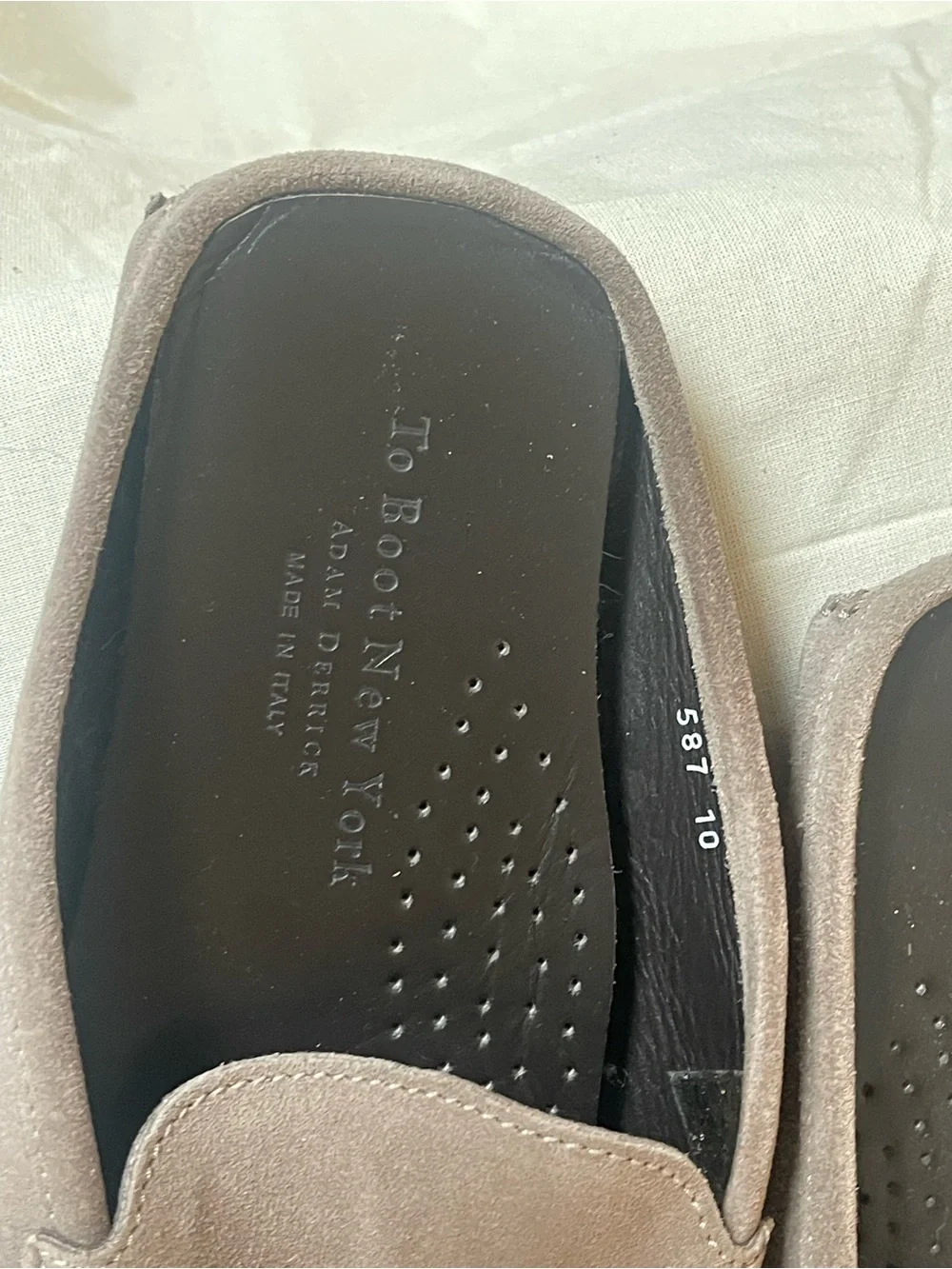 To Boot New York Taupe Suede Slip-On Loafers